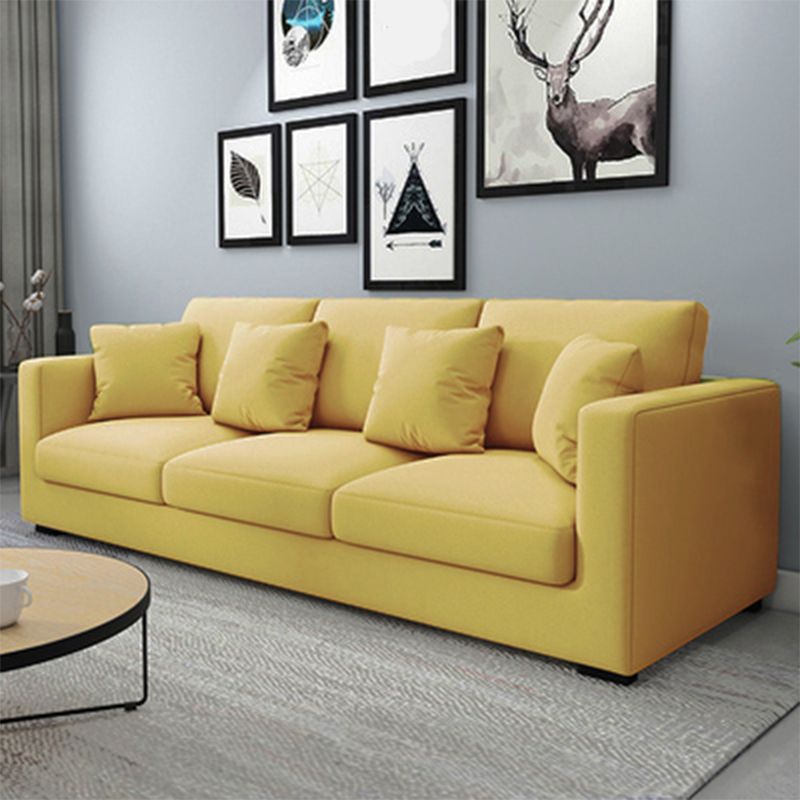 Modern Square Arm Standard Settee Bench with Pillows for 3 People