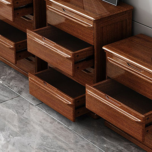 Contemporary Walnut Wood Storage Chest Bedroom Chest with Drawers