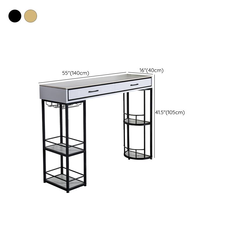 Base en métal de table de barre de rectangle en pierre avec des tiroirs pour le salon