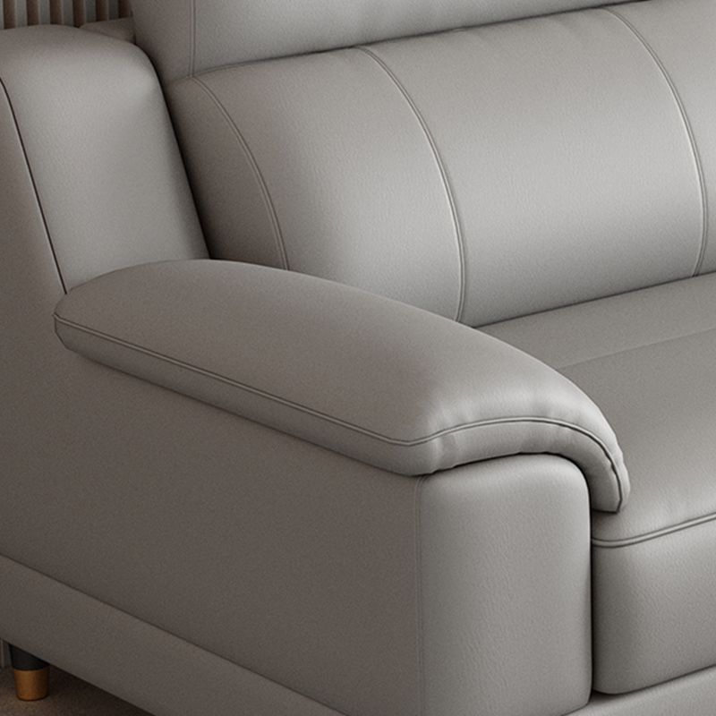 Light-grey Contemporary Sofa Genuine Leather Living Room Sofa & Chaise Clearhalo 'furn' 'furn_sectionals' 'Furniture' 'Living Room Furniture' 'Sectionals' 1200x1200_c1328e65-f6d0-4560-b47d-88d65c13151a