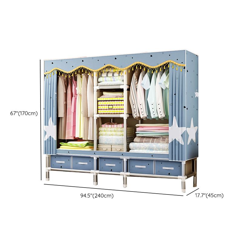 Rectangular Metal Wardrobe Industrial Style Simple Bedroom Wardrobe Closet Clearhalo 'Armoires & Wardrobes' 'armoires_wardrobes' 'Bedroom Furniture' 'furn' 'furn_armoires_wardrobes' 'Furniture' 1200x1200_c132cd1a-4526-4a52-b956-0345f9e7f454