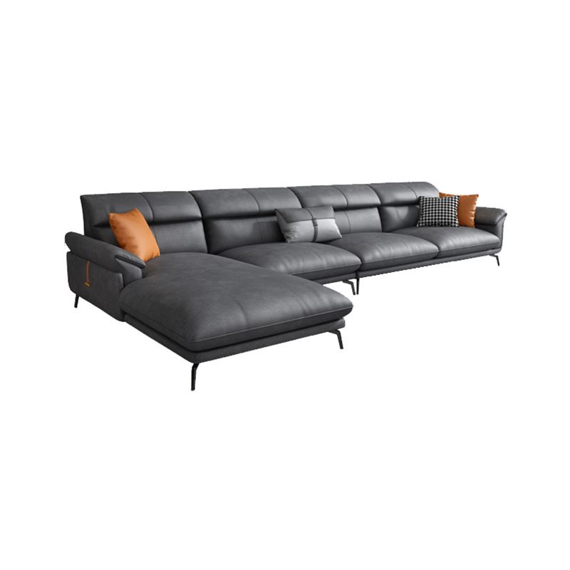 Modernismus Flared Arm Sectional 4-Sitzer Faux Lederabschnitt