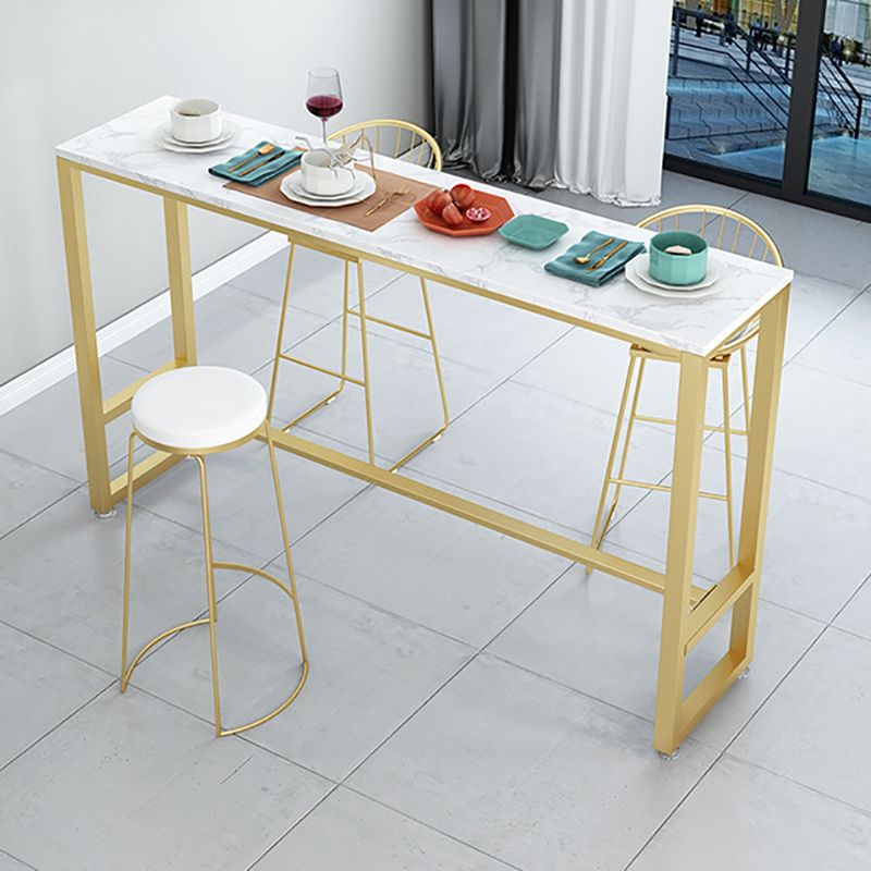Metal Base Bar Table Rectangular Stone Top Bistro Pub Table with Gold Base Clearhalo 'Bar Furniture' 'Bar Tables' 'bar_tables' 'furn' 'furn_bar_tables' 'Furniture' 'Kitchen & Dining Furniture' 1200x1200_c135003c-a370-4c5b-b4cd-a55c43442b90