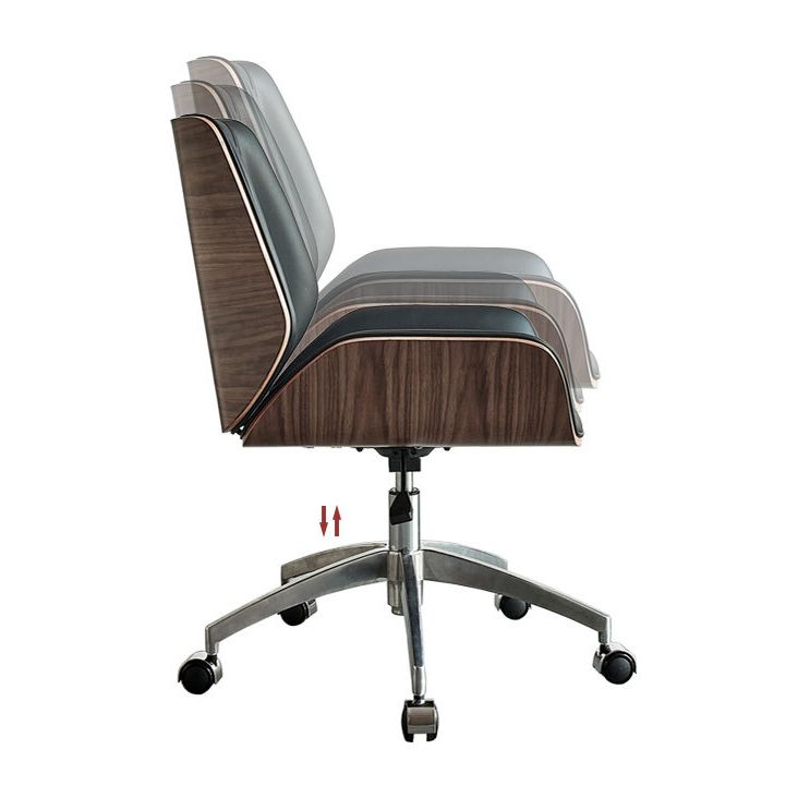 Chaise pivotante en cuir moderne chaise de bureau de hauteur de siège réglable sans bras avec roues