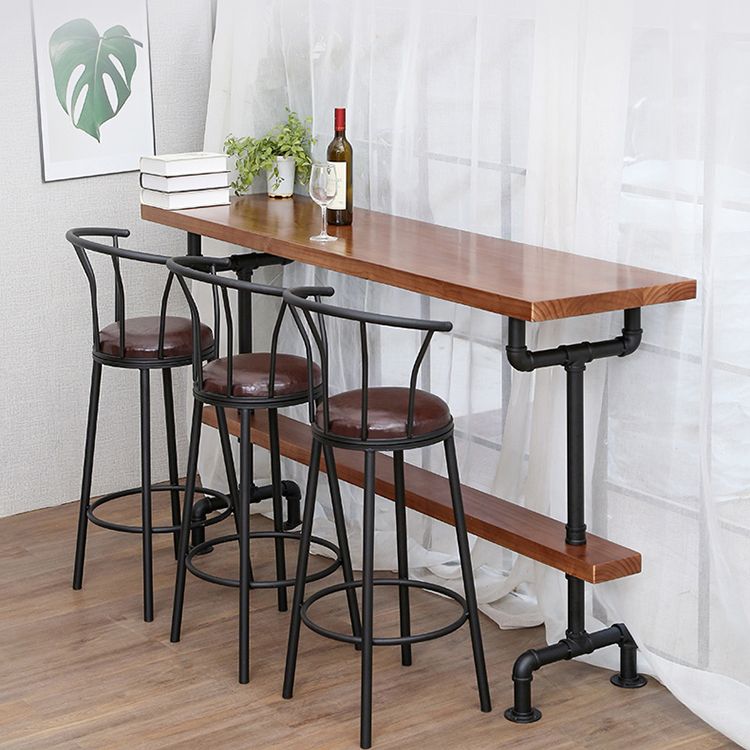 Modern Rectangle Bar Dining Table Wood Bar Height Table with Tube-Shaped Base Clearhalo 'Bar Furniture' 'Bar Tables' 'bar_tables' 'furn' 'furn_bar_tables' 'Furniture' 'furniture_bar_tables' 'Kitchen & Dining Furniture' 'kitchen&dining_furn' 'kitchen' 1200x1200_c1372ac6-0684-4e1e-b992-9cf71c07eefb