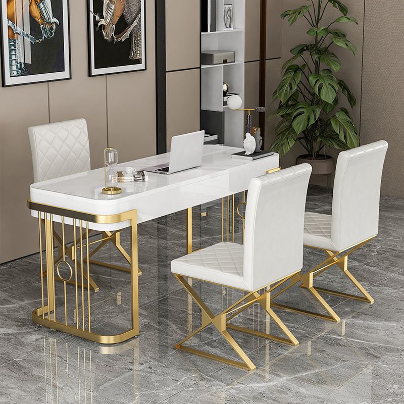 Home Office Writing Desk Glam Style Curved Imitation Marble Writing Desk Clearhalo 'furn' 'furn_office_desk' 'Furniture' 'furniture_office_desk' 'Office Desks' 'Office Furniture' 'office_desk' 1200x1200_c137477a-fa62-47fa-bf76-b7e6996803ff