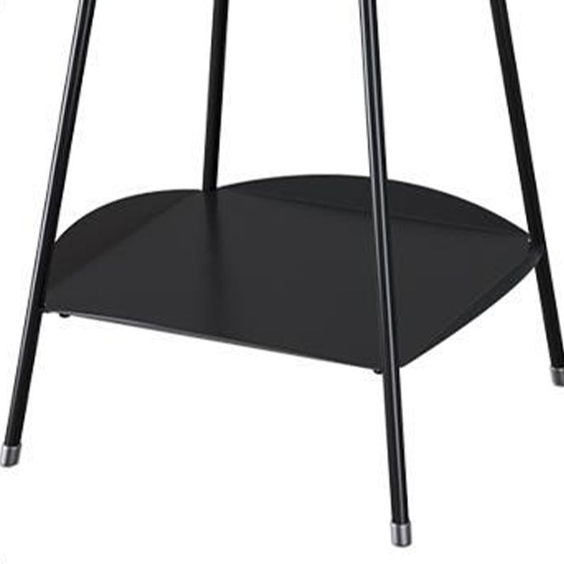Double Tier Mid-Century Round 4 Legs Metal End Table with Storage