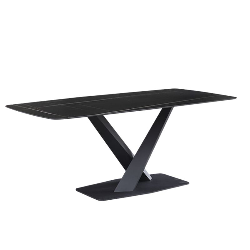Juego de comedor moderno de piedra sinterizada de 1/3/4/5 piezas con mesa rectangular y sillas laterales