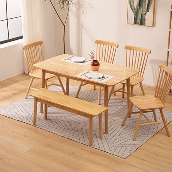 Solid Wood Dining Table Rectangle Contemporary Dining Table with 4 Legs