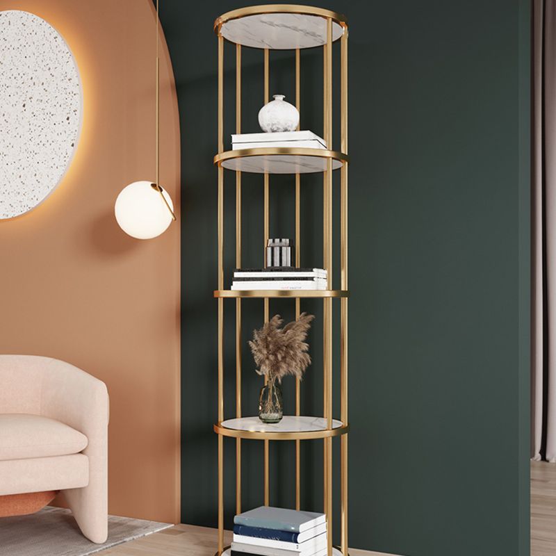 Scandinavian Open Corner Bookshelf with Metal Frame Manufactured Wood Bookcase Clearhalo 'Bookcases' 'furn' 'furn_bookcases' 'Furniture' 'furniture_bookcases' 'Office Furniture' 1200x1200_c13abb45-6b07-4e28-8000-17ab593339ca