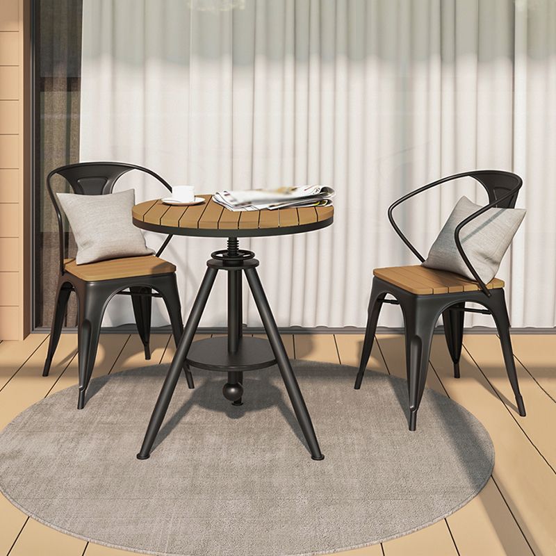 Moderne 1/2/3-delige eetset ronde houten eettafel voor balkon