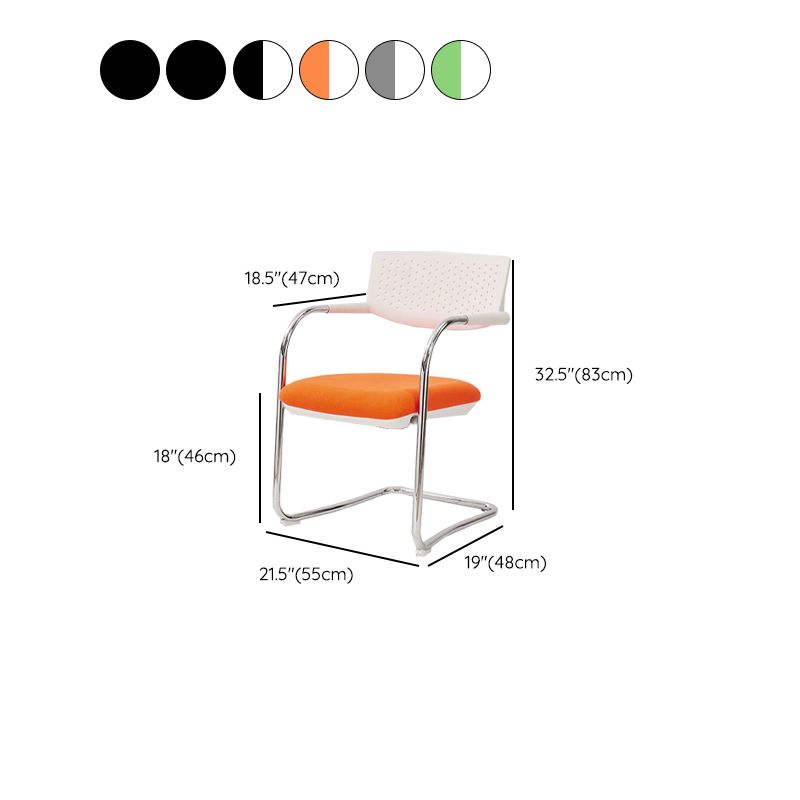 Sedia da ufficio contemporanea senza ruote sedia da scrivania a metà schiena con braccio