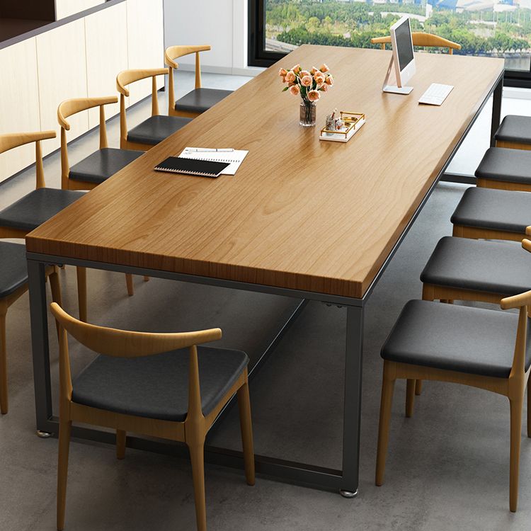 Rectangle Trestle Base Industrial Dining Table Solid Wood Fixed Table Clearhalo ' dining_table' 'Dining Tables & Seating' 'Dining Tables' 'furn' 'furn_dining_table' 'Furniture' 'furniture_dining_table' 'Kitchen & Dining Furniture' 'kitchen&dining_furn' 'kitchen' 'kitchen_dining_table' 1200x1200_c13e8516-9d18-4fd3-9e3b-e755d95f367e