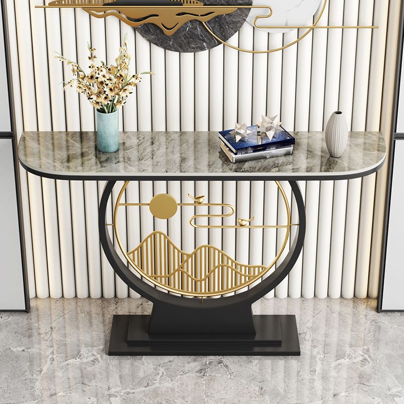 Marmor/Metall -Halbmondglam kratzfestes abstraktes Konsolentabelle