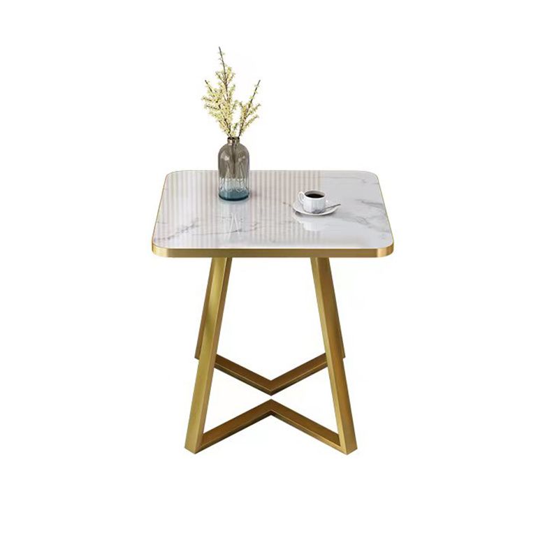 Glam Stone Square White Dining Table Metal Base for Dining Room Clearhalo 'Dining Tables & Seating' 'Dining Tables' 'dining_table' 'furn' 'furn_dining_table' 'Furniture' 'Kitchen & Dining Furniture' 1200x1200_c13f645d-6ec7-47f9-85ec-4ab785c00268