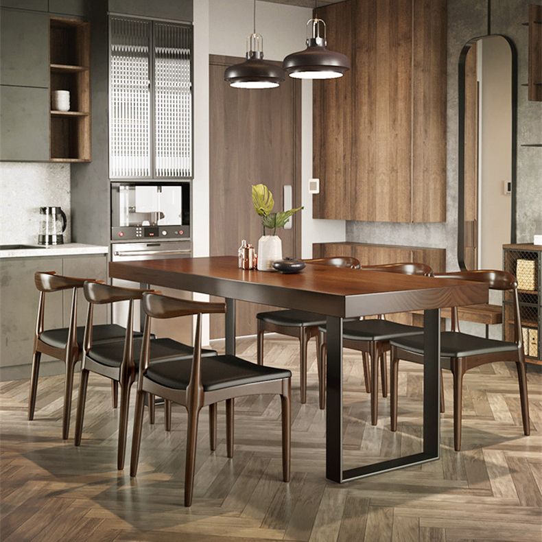 Industrial 1/5/7 Pieces Dining Set Rectangle Pine Wood Dining Table for Dining Room Clearhalo 'Dining Room Sets' 'Dining Tables & Seating' 'dining_room_set' 'furn' 'furn_dining_room_set' 'Furniture' 'Kitchen & Dining Furniture' 1200x1200_c1402153-0e01-4a52-9b7f-38d5ef4b61df