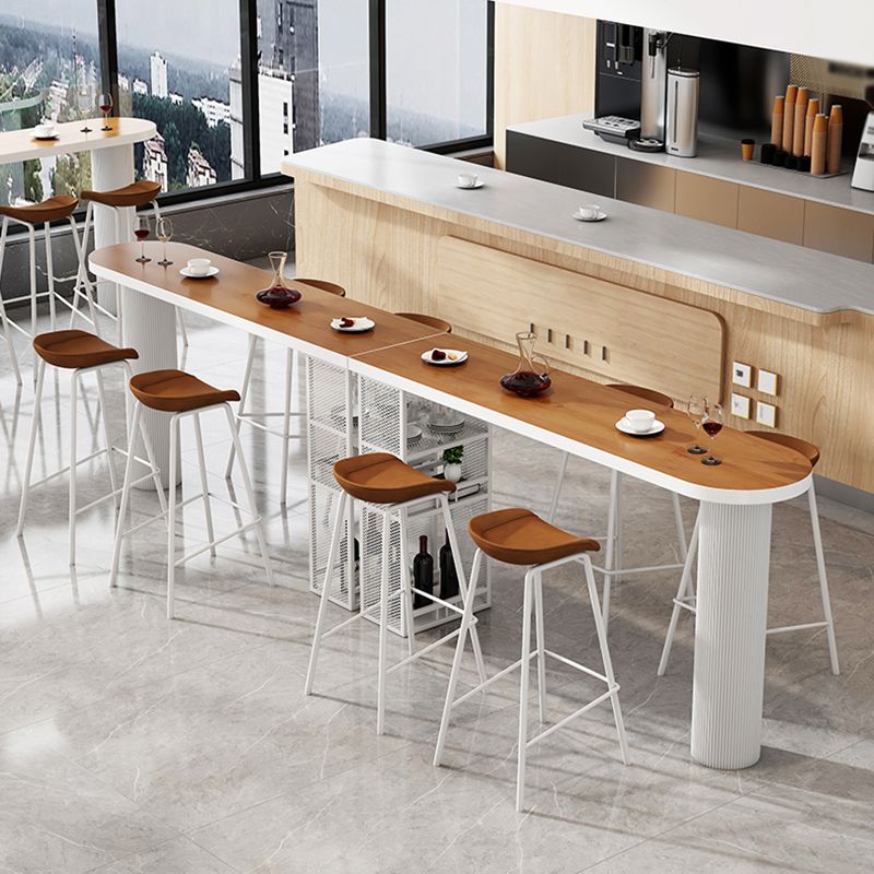 Contemporary Free Form Bar Stool Table Pine Wood Top Bar Table with Storage Clearhalo 'Bar Furniture' 'Bar Tables' 'bar_tables' 'Dining Tables & Seating' 'Dining Tables' 'dining_table' 'furn' 'furn_dining_table' 'Furniture' 'furniture_bar_tables' 'Kitchen & Dining Furniture' 'kitchen&dining_furn' 'kitchen' 1200x1200_c1407572-78e5-463d-b913-1e975df2d9e1