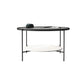 Modern Round Glass & Slate Coffee Cocktail Table with Storage Shelf