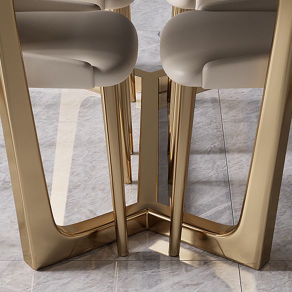 Modern Rectangle Shape Kitchen Dining Set Extendable Sintered Stone Top Dining Set with Trestle Base Clearhalo 'Dining Room Sets' 'Dining Tables & Seating' 'dining_room_set' 'furn' 'furn_dining_room_set' 'Furniture' 'furniture_dining_room_set' 'Kitchen & Dining Furniture' 'kitchen&dining_furn' 'kitchen' 1200x1200_c1422038-134d-4348-bd8c-5923b0944240