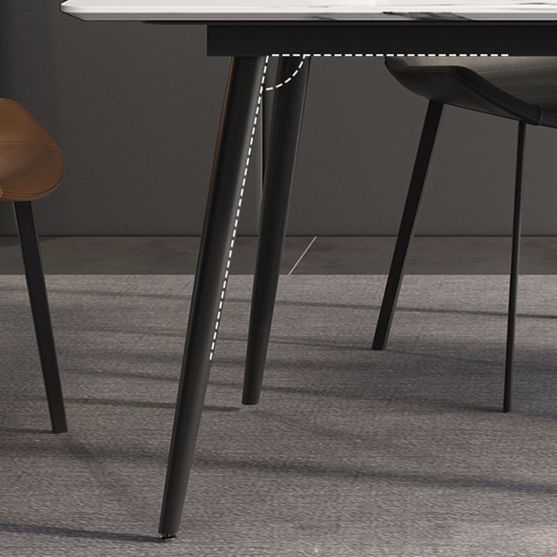 Stone Top Dining Table Rectangle Modern Dining Table with 4 Black Legs Clearhalo 'Dining Tables & Seating' 'Dining Tables' 'dining_table' 'furn' 'furn_dining_table' 'Furniture' 'furniture_dining_table' 'Kitchen & Dining Furniture' 'kitchen' 'kitchen_dining_table' 1200x1200_c1445635-01f7-40c3-88e3-2074e61d29f8