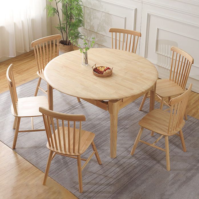 Contemporary Round Extendable Dining Table Solid Wood Standard Dining Table for Kitchen Clearhalo ' dining_table' 'Dining Tables & Seating' 'Dining Tables' 'furn' 'furn_dining_table' 'Furniture' 'furniture_dining_table' 'Kitchen & Dining Furniture' 'kitchen&dining_furn' 'kitchen' 'kitchen_dining_table' 1200x1200_c1454a05-ad5a-4b7a-9e29-d5d1326ad09e