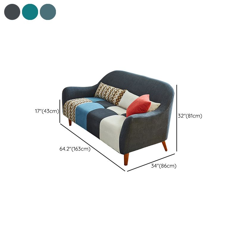 Hedendaagse katoenen blend loveseat met wijd uitlopende arm en 2 kussens