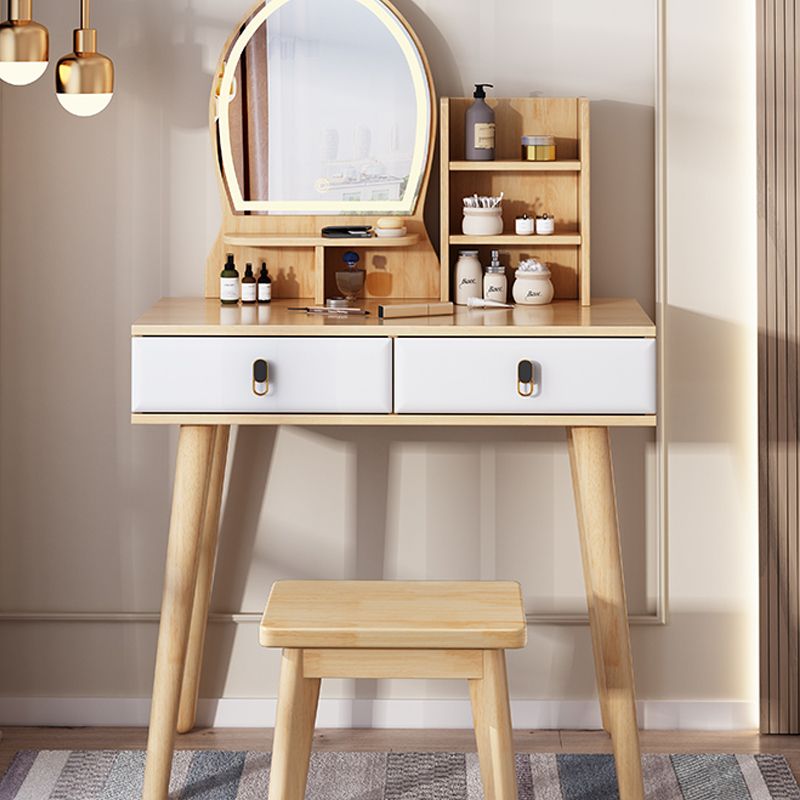 Modernist Solid Wood Make-up Vanity Home Vanity Desk with Mirror for Bedroom
