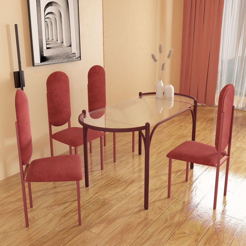 Modern Tempered Glass Dining Table for Restaurant Oval Indoor Table with 4 Legs Clearhalo ' dining_table' 'Dining Tables & Seating' 'Dining Tables' 'furn' 'furn_dining_table' 'Furniture' 'furniture_dining_table' 'Kitchen & Dining Furniture' 'kitchen&dining_furn' 'kitchen' 'kitchen_dining_table' 1200x1200_c1468d92-33a6-4490-884a-f3d4208856a3