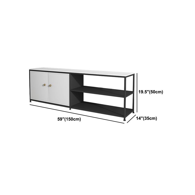 Consola de TV de piedra y metal consola contemporánea de medios de televisión
