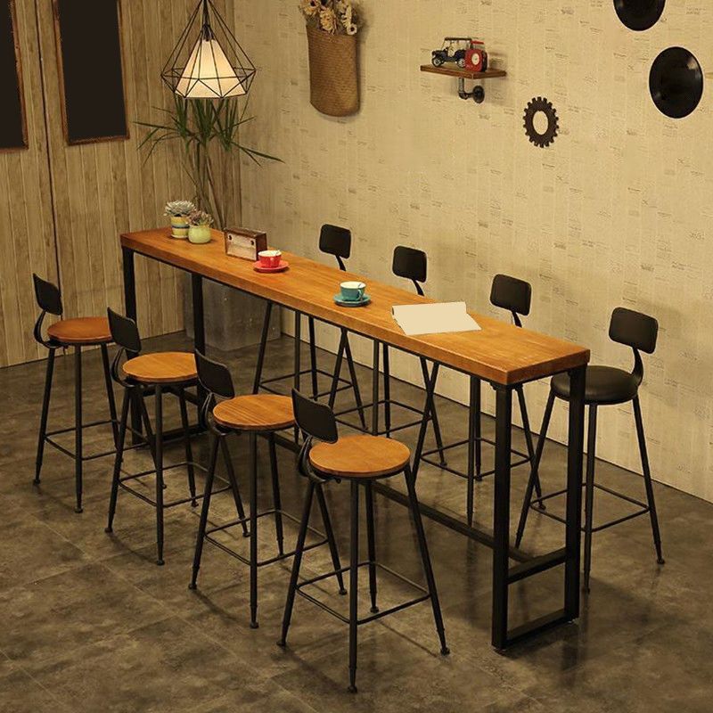 Industrial Style Rectangle Bar Table Solid Wood Fixed Bistro Bar Desk Clearhalo 'Bar Furniture' 'Bar Tables' 'bar_tables' 'furn' 'furn_bar_tables' 'Furniture' 'Kitchen & Dining Furniture' 1200x1200_c14ae13e-3e34-40fd-abdf-3516194b6f7a