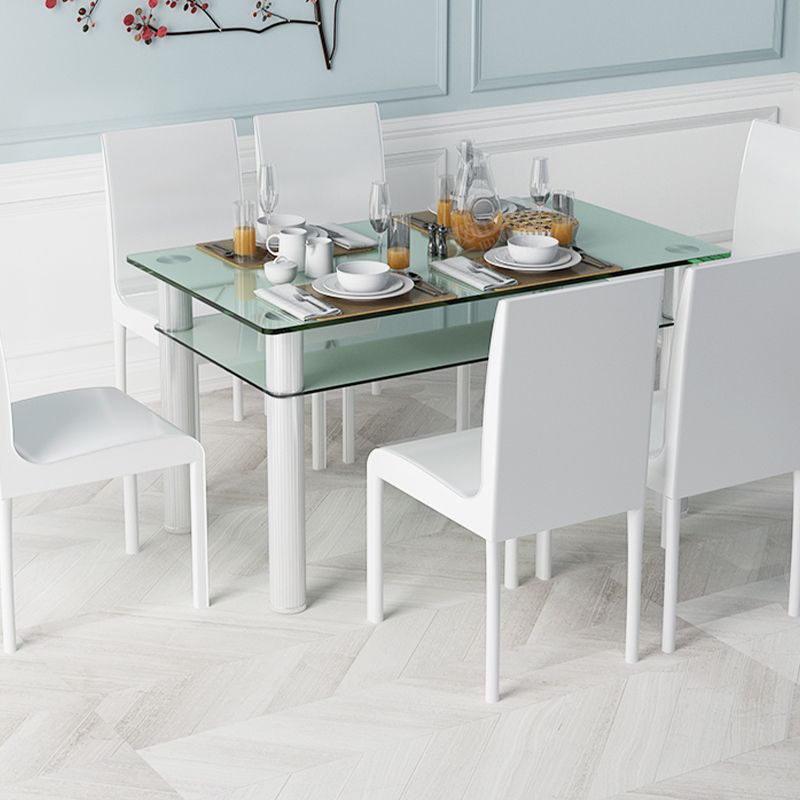 Metal Modern Rectangle Indoor Table Glass Table for Kitchen and Dining Room Clearhalo ' dining_table' 'Dining Tables & Seating' 'Dining Tables' 'furn' 'furn_dining_table' 'Furniture' 'furniture_dining_table' 'Kitchen & Dining Furniture' 'kitchen&dining_furn' 'kitchen' 'kitchen_dining_table' 1200x1200_c14b657f-f484-4a86-8ba9-ed4fce4f2a44