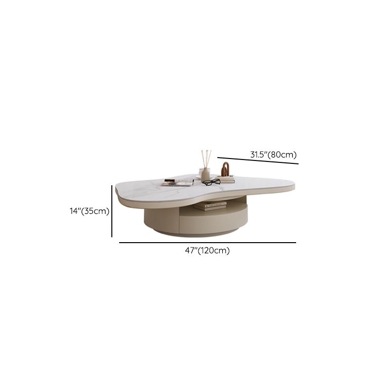31" Wide Contemporary Coffee Table White Coffee Cocktail Table with Storage