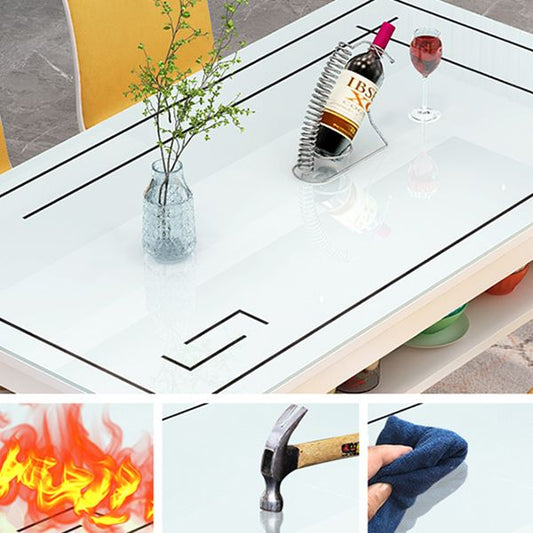 Glass Modern Rectangle Dining Table Glass Top Table for Dining Room and Kitchen Clearhalo ' dining_table' 'Dining Tables & Seating' 'Dining Tables' 'furn' 'furn_dining_table' 'Furniture' 'furniture_dining_table' 'Kitchen & Dining Furniture' 'kitchen&dining_furn' 'kitchen' 'kitchen_dining_table' 1200x1200_c14d0967-c511-4fa0-9a63-8d316c6d5673