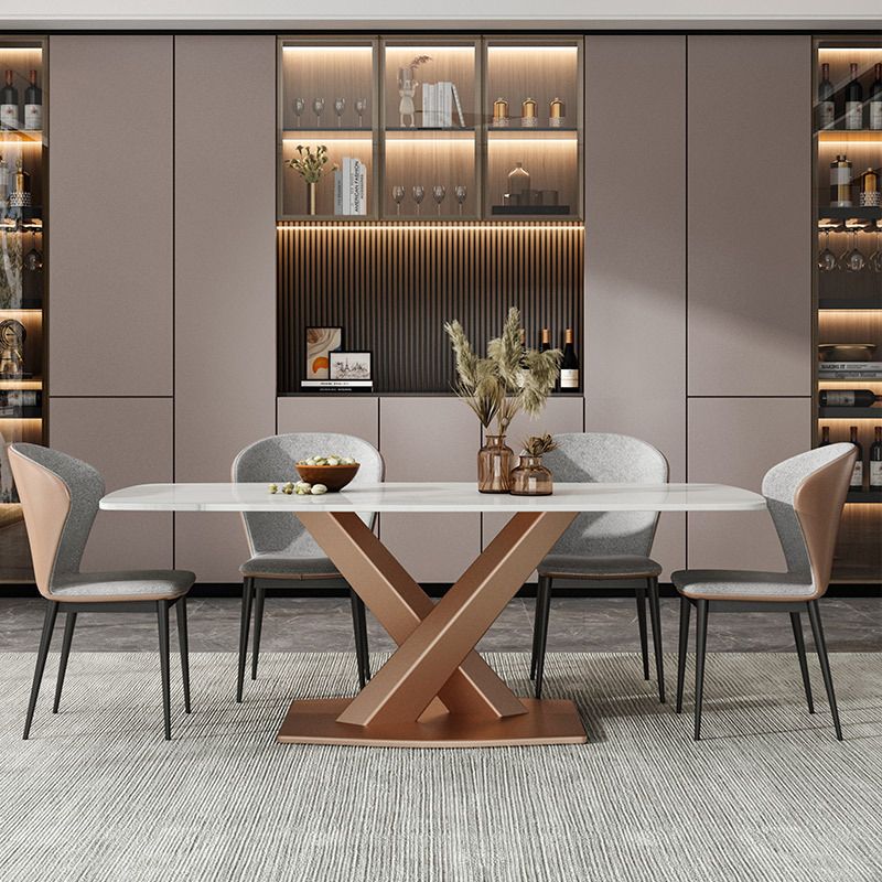 Modern Golden Base Dining Table Stone Table for Kitchen Dining Room