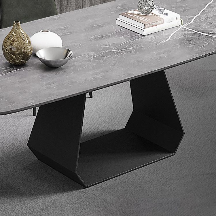 Rectangular Sintered Stone Dining Table Modern Dining Table with Metal Base Clearhalo 'Dining Tables & Seating' 'Dining Tables' 'dining_table' 'furn' 'furn_dining_table' 'Furniture' 'Kitchen & Dining Furniture' 1200x1200_c14e6ab4-7291-45cd-be55-8f20edd4c674