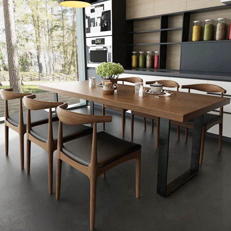Modern 1/5/7 Pieces Rectangle Dining Set Solid Wood Dining Table with Chairs Clearhalo 'Dining Room Sets' 'Dining Tables & Seating' 'dining_room_set' 'furn' 'furn_dining_room_set' 'Furniture' 'furniture_dining_room_set' 'Kitchen & Dining Furniture' 'kitchen&dining_furn' 'kitchen' 1200x1200_c14f3a90-ed68-4c6a-a3eb-54652f825e17