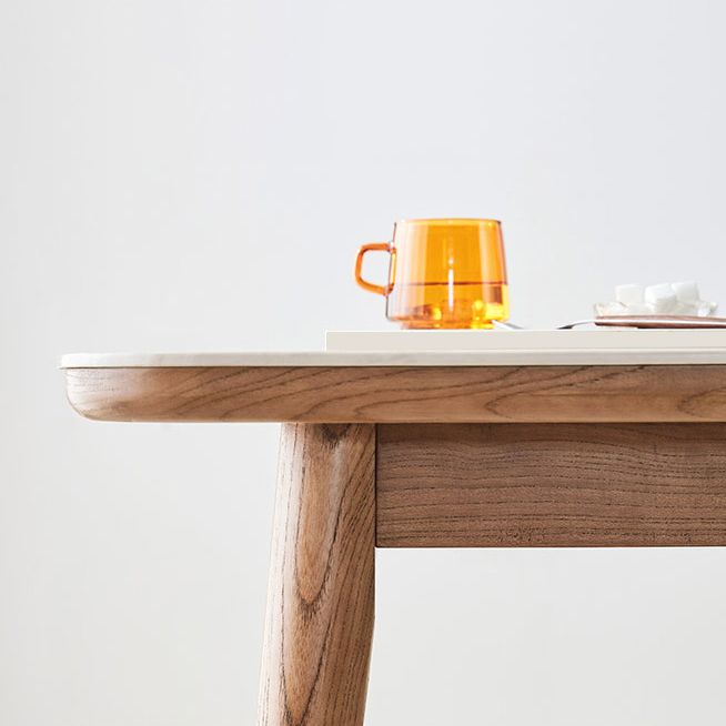 White Dinette Table with Wood Legs Modern Dining Table for Kitchen Clearhalo 'Dining Tables & Seating' 'Dining Tables' 'dining_table' 'furn' 'furn_dining_table' 'Furniture' 'Kitchen & Dining Furniture' 1200x1200_c14f5bc9-099e-44bc-bd91-e3f1a1bc39eb