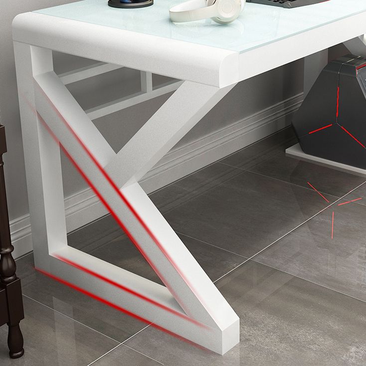 Hedendaags glazen rechthoekige gaming -bureau gespiegeld schrijfbureau voor thuis