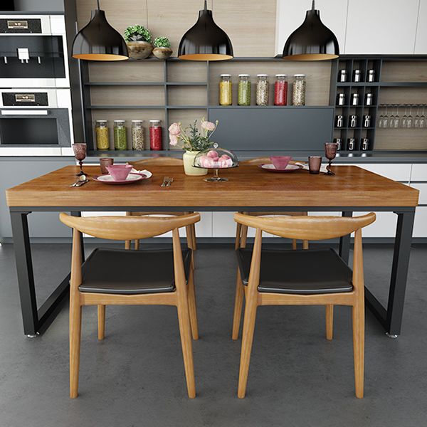 Industrial Brown Dining Table Rectangle Shape Solid Wood Dining Table with Double Pedestal Bases Clearhalo ' dining_table' 'Dining Tables & Seating' 'Dining Tables' 'furn' 'furn_dining_table' 'Furniture' 'furniture_dining_table' 'Kitchen & Dining Furniture' 'kitchen&dining_furn' 'kitchen' 'kitchen_dining_table' 1200x1200_c1527e01-59c8-4286-a311-be3c324373f1