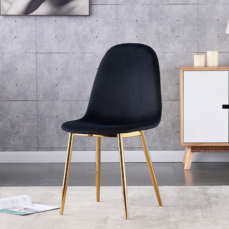 Indoor Armless Dining Chairs Velvet Solid Back Side Chairs with Metal Legs Clearhalo ' kitchen&dining_furn' 'Dining Chairs' 'Dining Tables & Seating' 'dining_chair' 'furn' 'furn_dining_chair' 'Furniture' 'furniture_dining_chair' 'Kitchen & Dining Furniture' 'kitchen' 1200x1200_c153b0e6-0af4-4a38-b032-fce7110e48f3