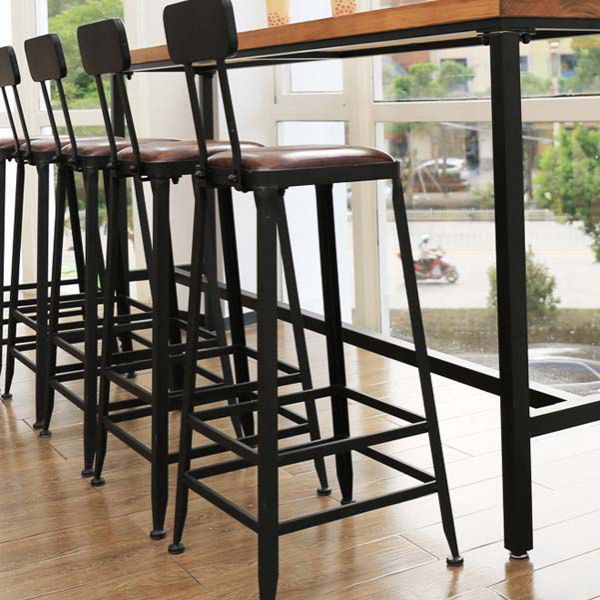 Contemporary Armless Bar Stools Solid Wood Barstool with Footrest Clearhalo 'Bar Furniture' 'Bar Stools' 'bar_stools' 'furn' 'furn_bar_stools' 'Furniture' 'Kitchen & Dining Furniture' 1200x1200_c153b8b3-e61d-4992-9c84-0ab0c5fdd882
