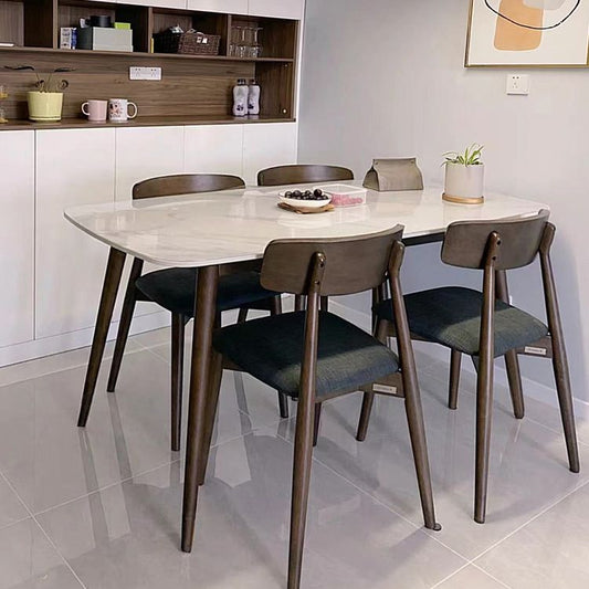 Mid-Century Modern Dining Table Rectangle Stone Top Dining Table with 4 Legs Clearhalo 'Dining Tables & Seating' 'Dining Tables' 'dining_table' 'furn' 'furn_dining_table' 'Furniture' 'Kitchen & Dining Furniture' 1200x1200_c154a25b-c172-4a9a-8daa-d8dc5fb670a7