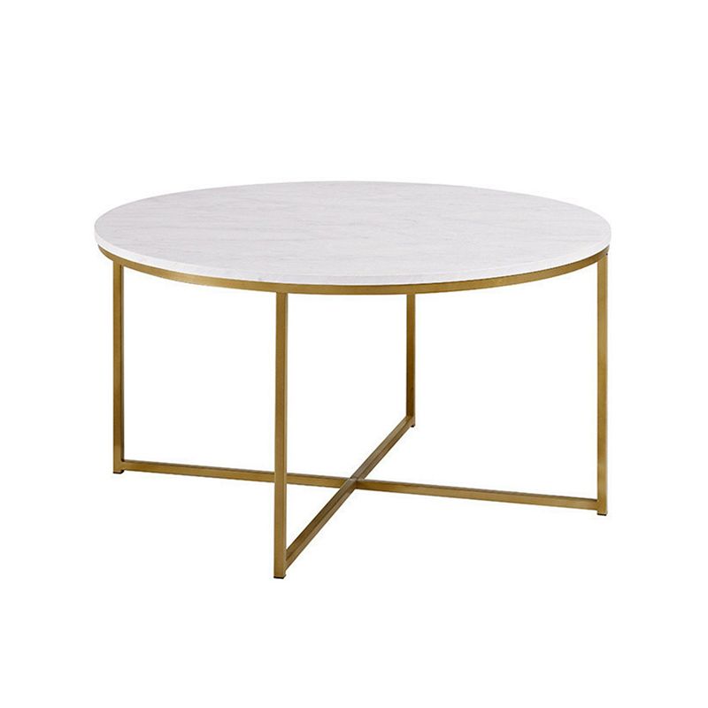 Modern Round Slate Coffee Table Cross Legs Cocktail Table in Gold Clearhalo 'Coffee & Accent Tables' 'Coffee Tables' 'coffee_tables' 'furn' 'furn_coffee_tables' 'Furniture' 'Living Room Furniture' 1200x1200_c158d7a3-8059-414c-9f47-f7f70ce560a6