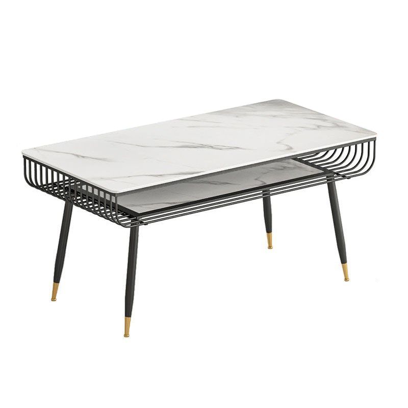 Metal and Slate Table Modern Minimalist Storage Rectangular Dining Table Clearhalo 'Dining Tables & Seating' 'Dining Tables' 'dining_table' 'furn' 'furn_dining_table' 'Furniture' 'Kitchen & Dining Furniture' 1200x1200_c159d0fe-6ad1-46fa-bd71-d1dc48cbc5c0