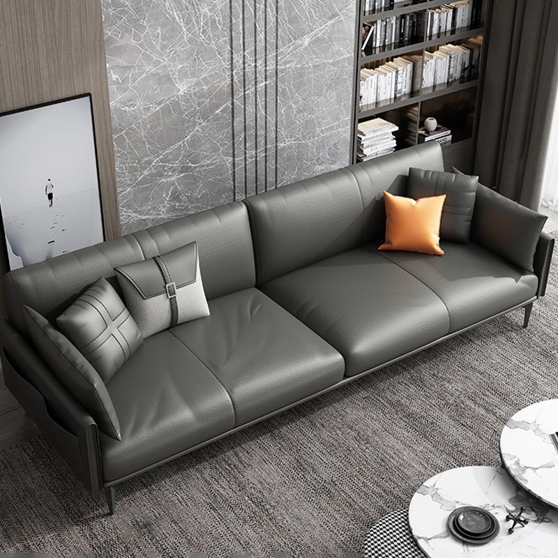 Black Industrial Sofa with Bolster Pillows 31.5"High Square Arm Sofa Clearhalo 'furn' 'furn_sofas' 'Furniture' 'furniture_sofas' 'kitchen' 'kitchen_sofas' 'Living Room Furniture' 'Sofa' 'sofas' 1200x1200_c15b26f2-3bb6-485c-a3f0-2285c1b05cf7