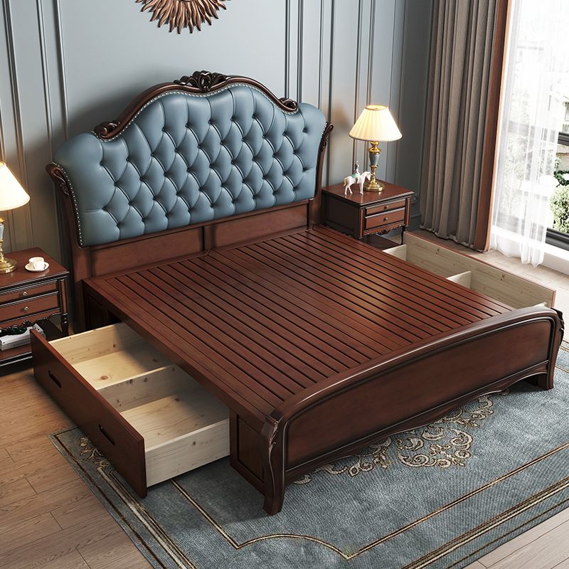 84,65 inch breed eigentijds paneelbed espresso standaardbed met hoofdeinde