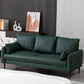 Contemporary Faux Leather Sofa with 3 Pillows Square Arm Living Room Settee