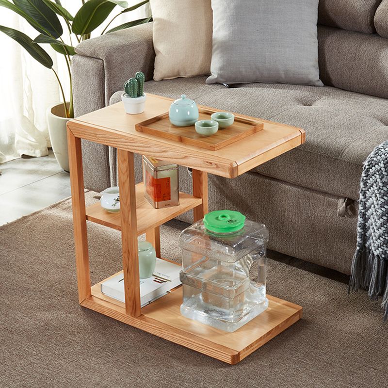 リビングルームのためのモダンなソリッドウッドエンドテーブル長方形のコーナーテーブル