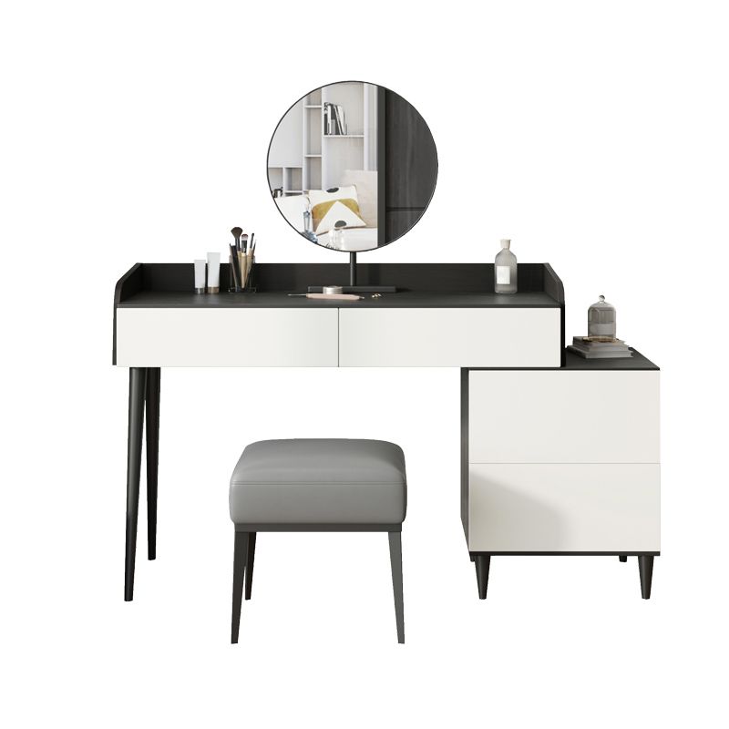 Black Stone Top Vanity Table Set Modern Simple Drawers in Included Makeup Dressing Table Clearhalo 'Bedroom Furniture' 'furn' 'furn_makeup_vanities' 'Furniture' 'Makeup Vanities' 'makeup_vanities' 1200x1200_c1623792-5904-495a-8b9c-3ffa5af0f03d