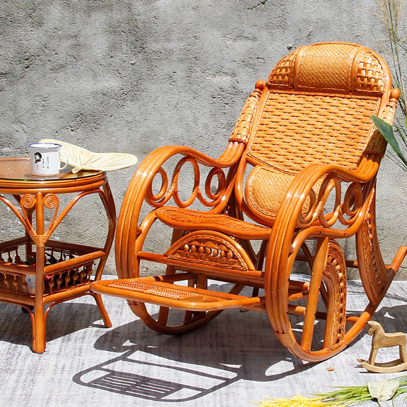Silla mecedora tradicional rattan backrest backrest cilindro de reposabrazos incorporado